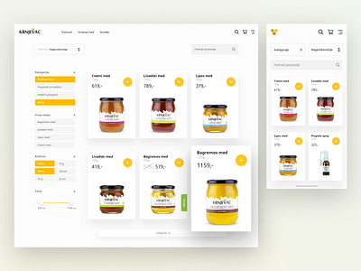 Krnjevac honey - Web shop design e commerce shop ui web web design webshop