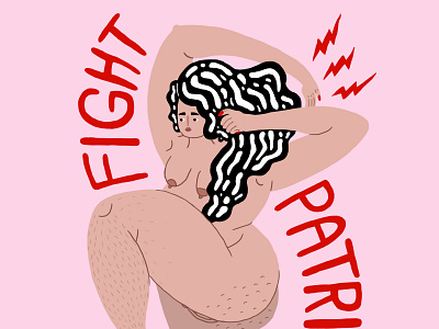 Fight Patriarchy art feminism feminist illustration pink red woman