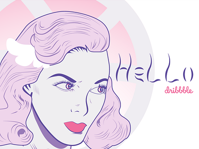 Hello, Dribbble! angel colourful design dribbble hello dribble illustration lilac woman