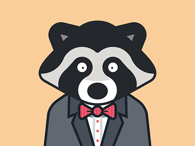 Raccoon in a suit with a bowtie