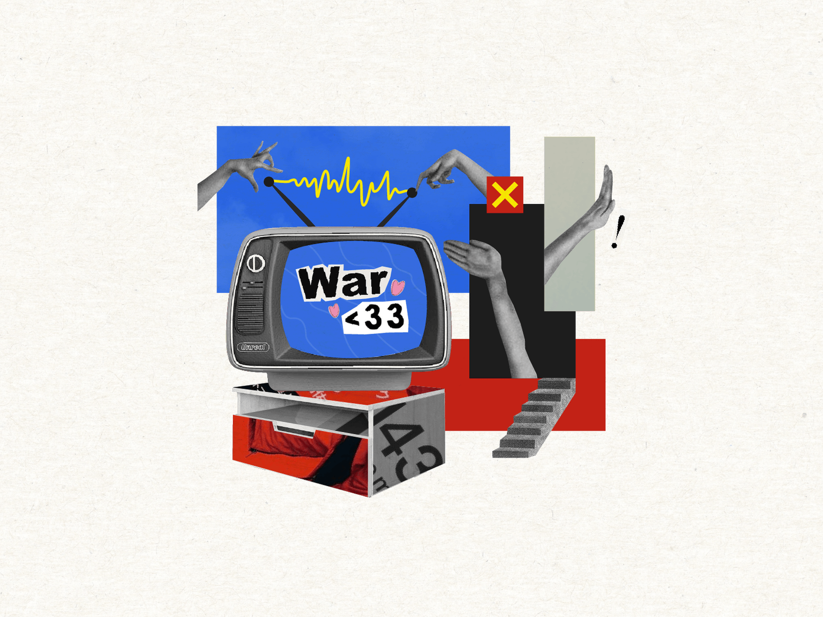 #110 War <33 2022 abstract animation black collage dribble flat illustration love propaganda tv ukraine war