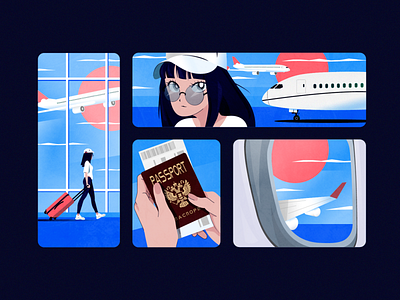 #112 Random Illustrations abstract airplan airport anime dribble girl illustration insta passport russia sky ticket tourism travel vacation самолет