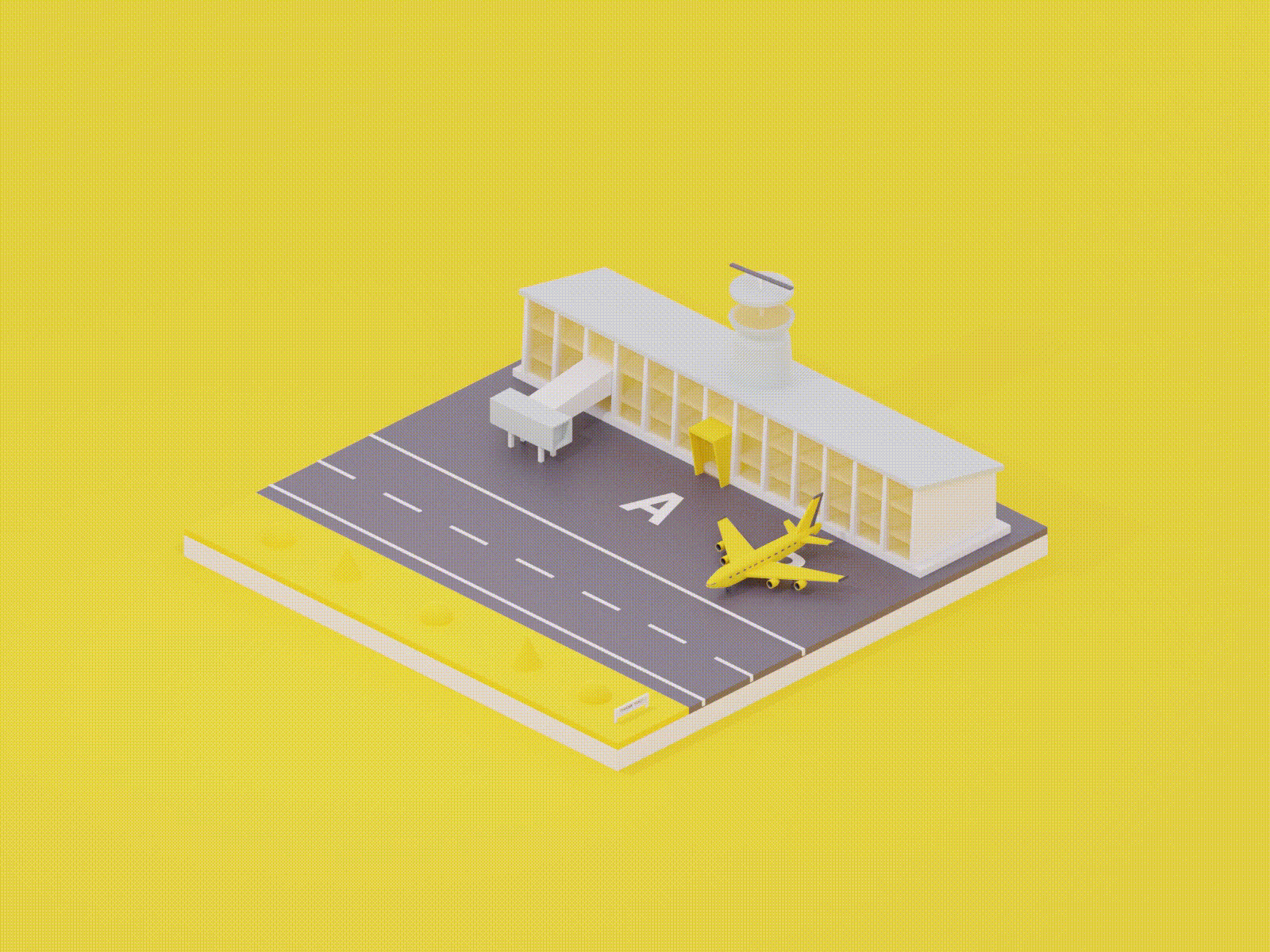 #119 Airport in Blender3D 3d airport animation blender isometric travel yellow