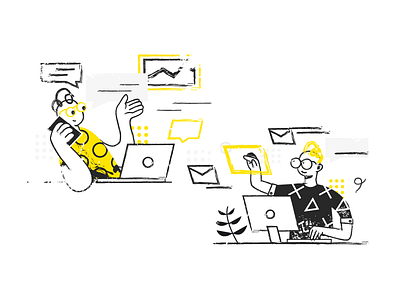 003 Office. abstract black design drop easy illistration laptop mac message office teamwork yellow