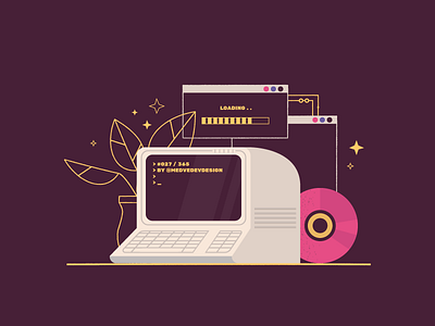 #032 2d 80s command computer design disk dribbble flat illustration loading office pc programming retro vector windows