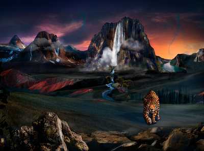 Matte Painting "Jaguar" adobe creative design graphic design illustration mattepainting