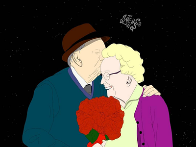 Grandmother couple illustrator desenho