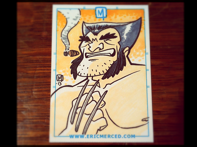 Wolverine Sketch Card analog marvel sketch card superhero wolverine