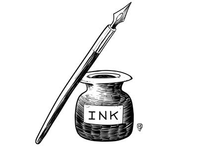 Inkwell digital illustration spot art illustration