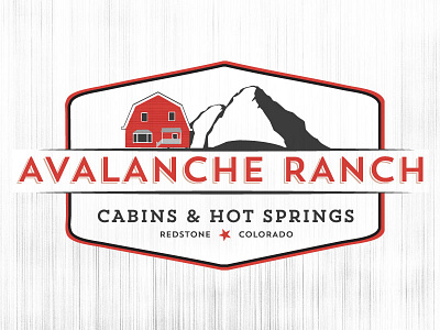 Avalanche Ranch Logo Concept avalanche badge barn cabins farm hot springs logo mountain ranch ski
