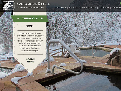 Avalanche Ranch Website Concept cabins colorado hot springs rugged website western