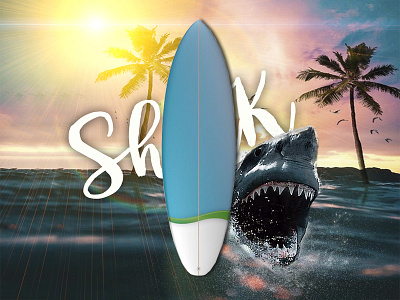 Imagem principal do tema Shark Surfboards illustration shark surfboard tropical