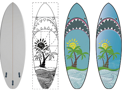 Fases Da Pintura Shark Surfboards illustration shark steps surfboards