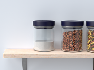 Nectar Pantry Shelf - 3D Render 3d glass jars render ui web wood