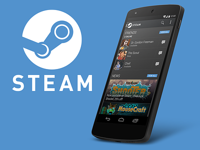 Steam for Android - Pixel Shift android app mockup redesign steam ui