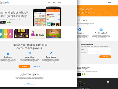 Clay Games Website 2015 games ui ux web