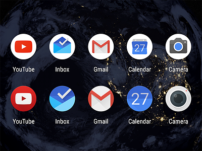 Round Google App Icons - Pixel Shift android calendar camera gmail inbox launcher material design youtube