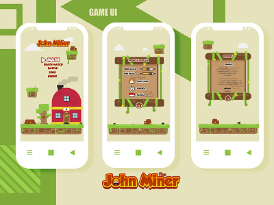 John Miner Ui adobeillustator design fun funny game game ui green illustration rounded vector