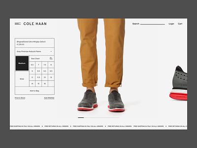 Product Page - Cole Haan animation carousel category concept creative design detail ecommerce editorial experience fashion interaction look principle product product page prototype slider store web