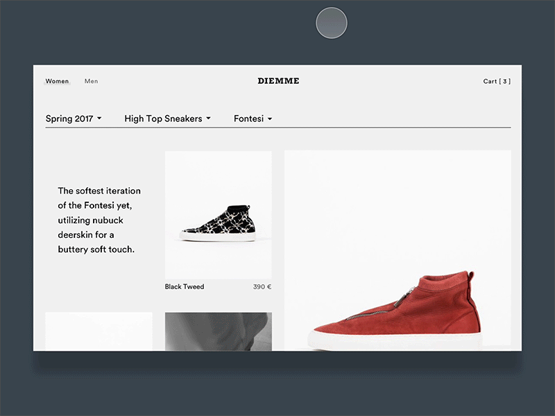 Size Microinteraction & Block Reveal animation fashion interaction layout listing microinteraction product reveal shoes size ui ux