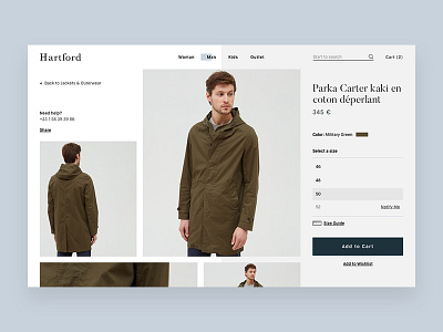 Hartford Product Page cta detail ecommerce fashion page product shopping size style ui