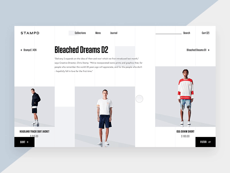 Listing Filter Stampd animation category css design fashion filter grid interaction listing product ui