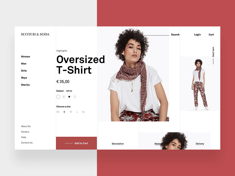 Scotch Soda Product animation clean detail ecommerce fashion grid interaction minimal parallax scroll ui web