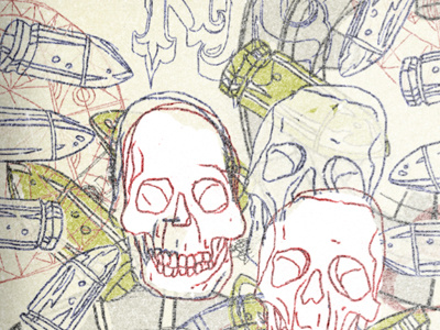 East / West bulletz illustration magazine skull