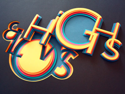 Highs and Lows 3d cardboard colorful cut-out depth grafixd height hilka riba layers paper typo typography
