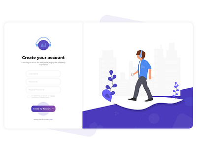 Playeefy - Register Page design illustration logo ui vector website