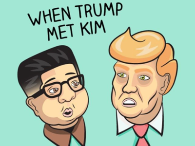 When Trump Met Kim design illustration illustrator love politics sketch trump vector art