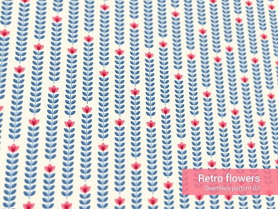 Retro Flowers 03, seamless vector pattern