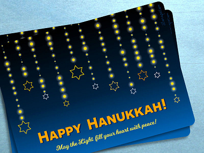 Happy Hanukkah blue greeting card hanukkah holiday illustration jewish light vector