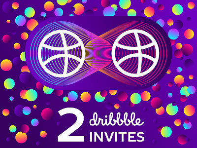 Two dribbble invites! ball circles colors draft dribbble dribble gradient invitation invite purple space ultraviolet