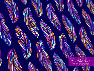 Exotic bird feathers, seamless pattern