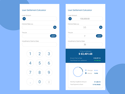 Loan Settlement Calculator app calculator dailyui design loan settlement ui ux