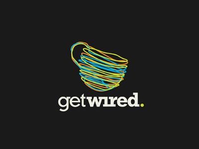 Get Wired Logo cafe coffee cup logo shop wire wires