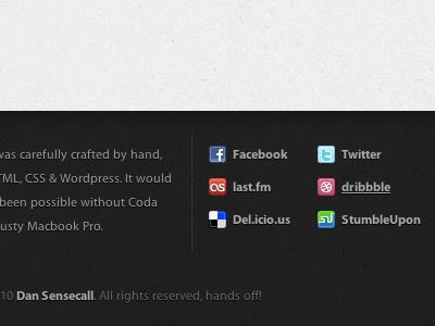 Revised Portfolio Footer navigation portfolio texture website