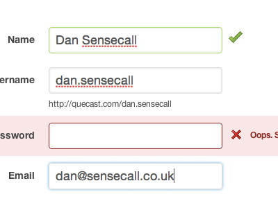 some form fields error fields form input register registration sign up validation