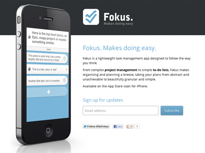 Fokus Launch! app fokus icon iphone launch signup task todo ui