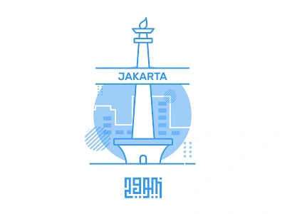 Icon Jakarta animation design flat icon illustration typography vector