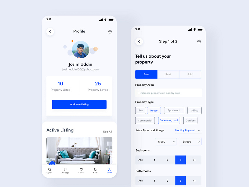 Real estate mobile app / property listing by Josim Uddin on Dribbble