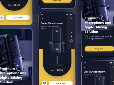 Microphone and Digital Mixing Solution Shopping mobile app 2020 trend app best shot branding clean dark ui design elgato icon ios mobile app design shopping app typography ui ui design ux wave shoping