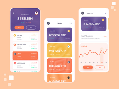 Multi currency Coinbase Wallet Mobile app app bank card banking app bitcoin coinbase color cuberto currency converter currency exchange design finance icon ios mobile app design trading ui ux wallet web deisgn
