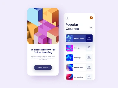 Online Learning mobile app (Free) app class color colorful course design education free illustration learning lesson mobile app design online class online course study typography ui ui kit ux web deisgn