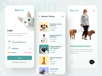 Pet training program mobile app animal app best shot cat clean design dog ios mobile app design online training pet pet adoption pet training petcare training typhography ui ui design ux web