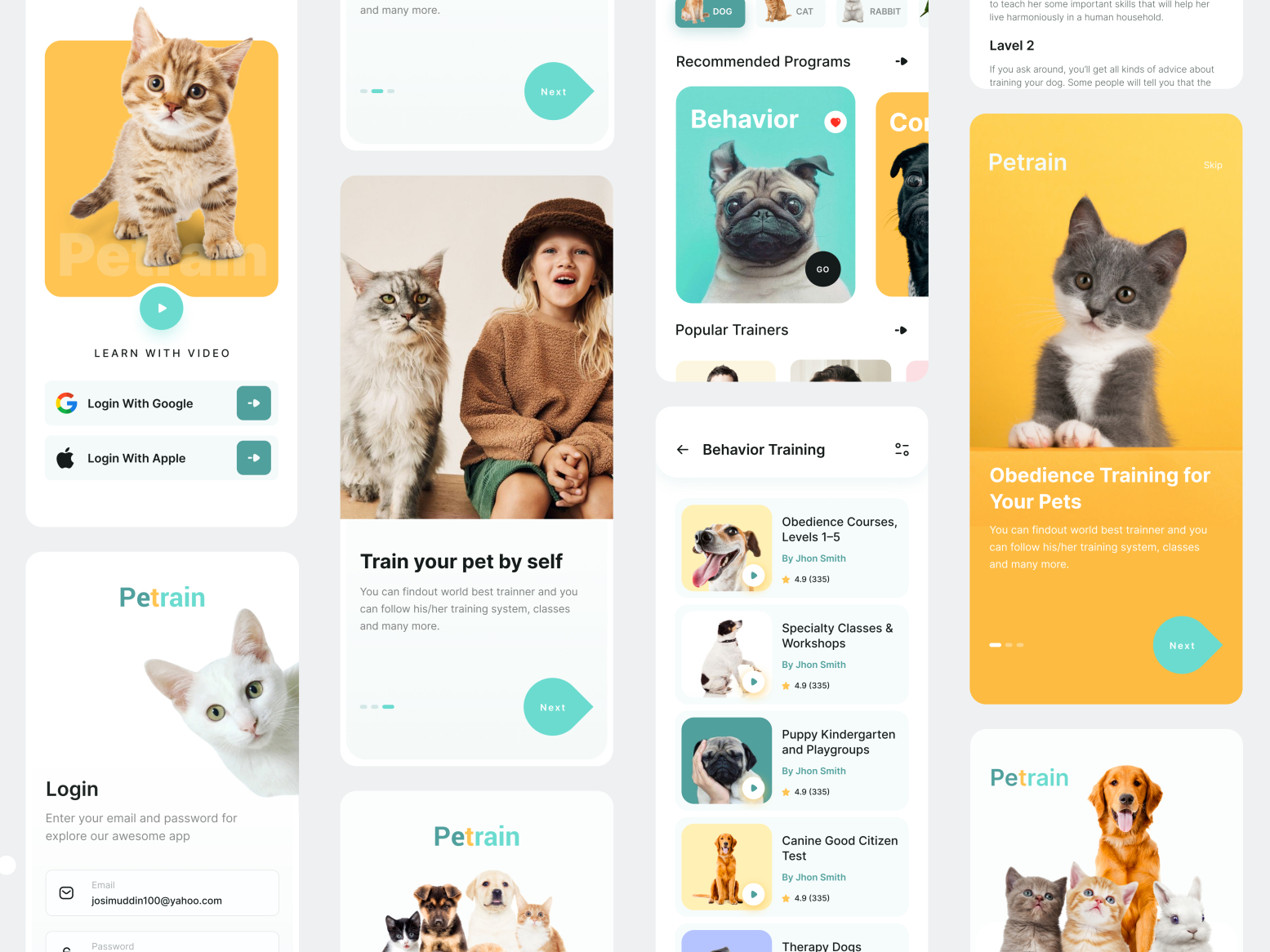 Pet training program mobile app by Josim Uddin on Dribbble