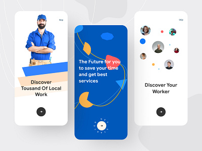 Local Work & Worker hunting Mobile app 2021 3d app best shot clean ui design ios job job app job listing mobile app design trendy design typography ui ux web web deisgn website work worker