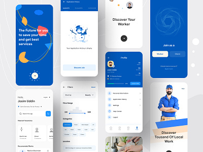 On Demand Local Work & Worker hunting Mobile app 2021 app best shot design ios job app local worker looking for job material mobile app design onboarding ondemandapp online demand online shop typography ui ui design ux web deisgn work