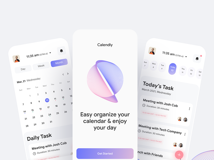 Calendar app ui ux design by Josim Uddin for Dude Shape on Dribbble